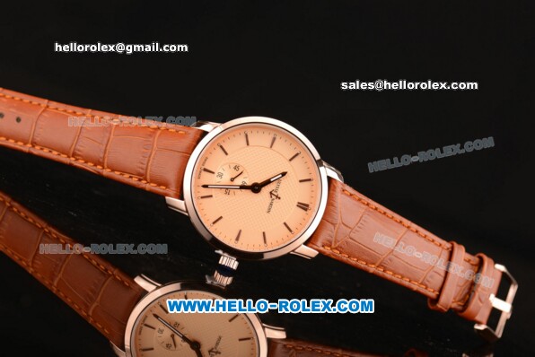 Ulysse Nardin Classico Miyota OS2035 Quartz Rose Gold Case with Stick Markers Rose Gold Dial and Orange Leather Strap - Click Image to Close